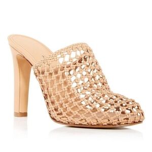 NIB Salvatore Ferragamo Ella’s X5 Caged Woven Leather Heel Mules in Biscotto